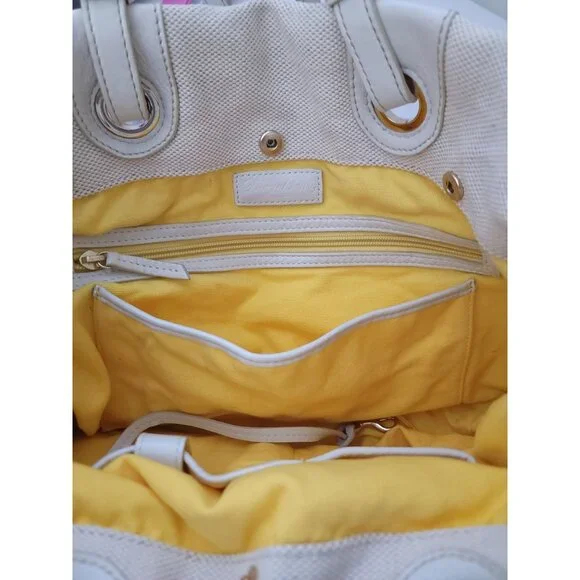 DOONEY & BOURKE Women's Cream Canvas Shopper Tote Bag Leather Handles - Picture 10 of 15